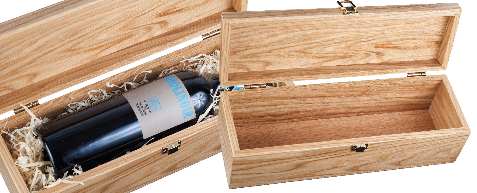 Eichenholz Holzkiste für 1 Flasche Wein mit Verschluss