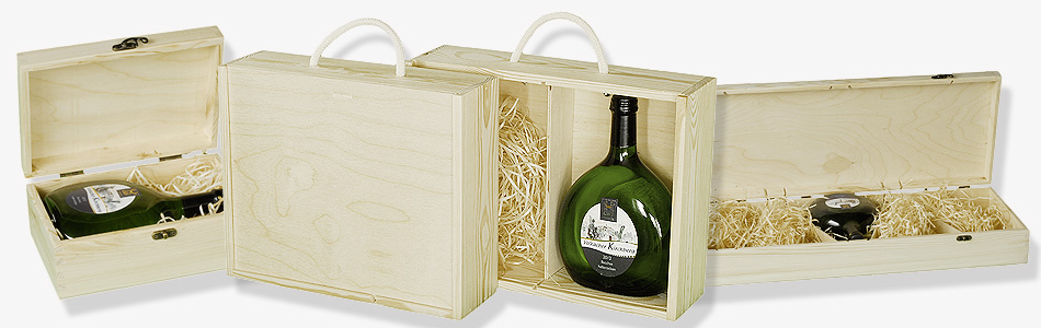 Holzkisten für Bocksbeutel Flaschen, Franken, Weinkiste aus Holz