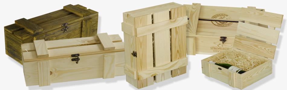 Holzkisten mit Holzlattendeckel, Klassische Holzkisten
