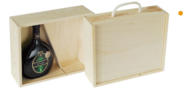Bocksbeutel-Box mit Schiebedeckel für 2 Flaschen