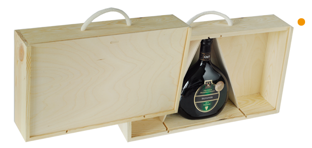 Bocksbeutel-Box mit Schiebedeckel für 3 Flaschen