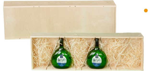 Bocksbeutel-Box mit Schiebedeckel