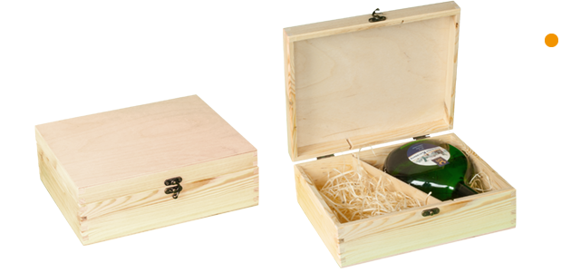 Bocksbeutel-Box mit Klappdeckel für 2 Flaschen