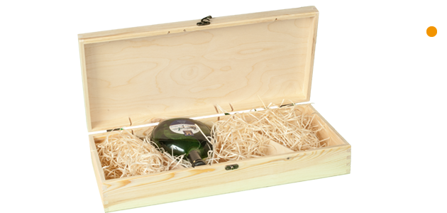 Bocksbeutel-Box mit Klappdeckel für 4 Flaschen