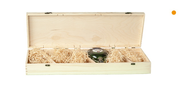 Bocksbeutel-Box mit Klappdeckel für 6 Flaschen