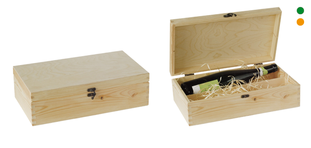 Holzkiste mit Klappdeckel für 2 Flaschen