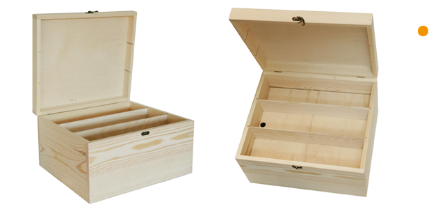Holzkiste mit Klappdeckel für 6 Flaschen