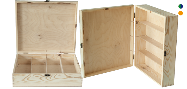 Holzkiste mit Klappdeckel für 4 Flaschen